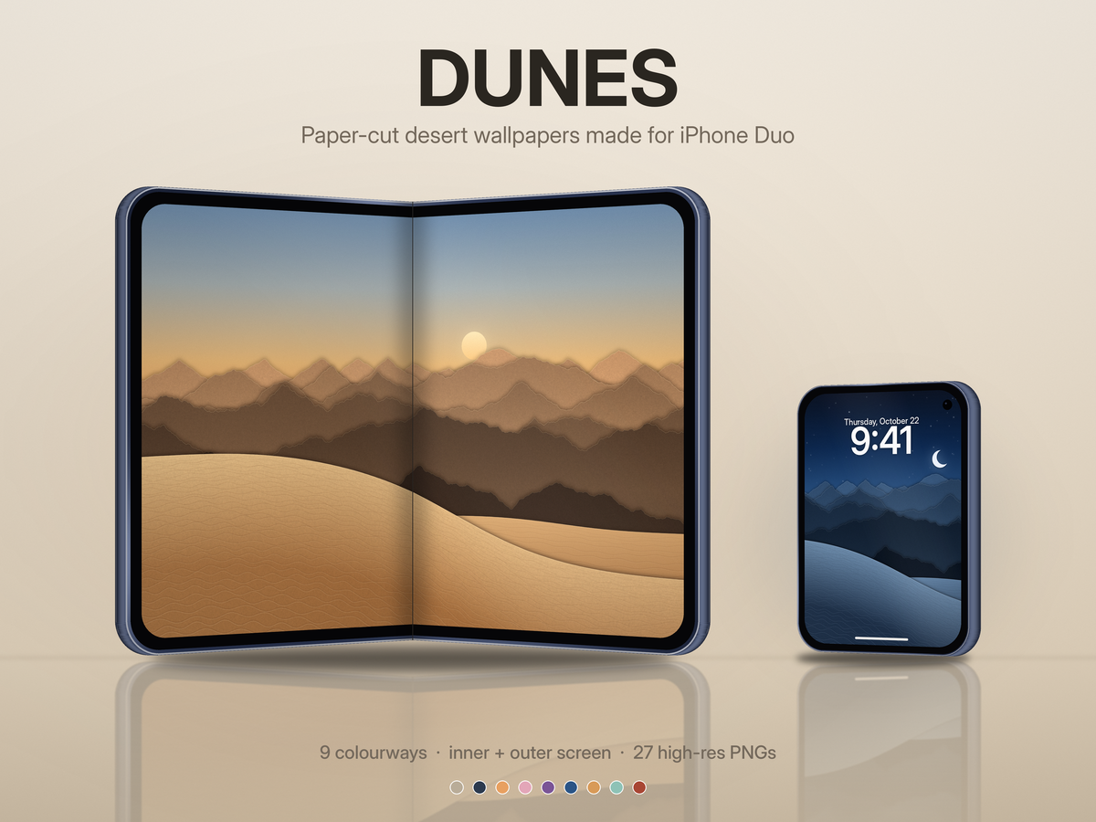 DUNES — 9 Paper-Cut Desert Wallpapers for iPhone Duo