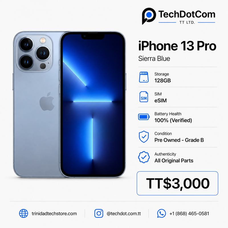 Apple iPhone 13 Pro – Sierra Blue $3000 TTD
