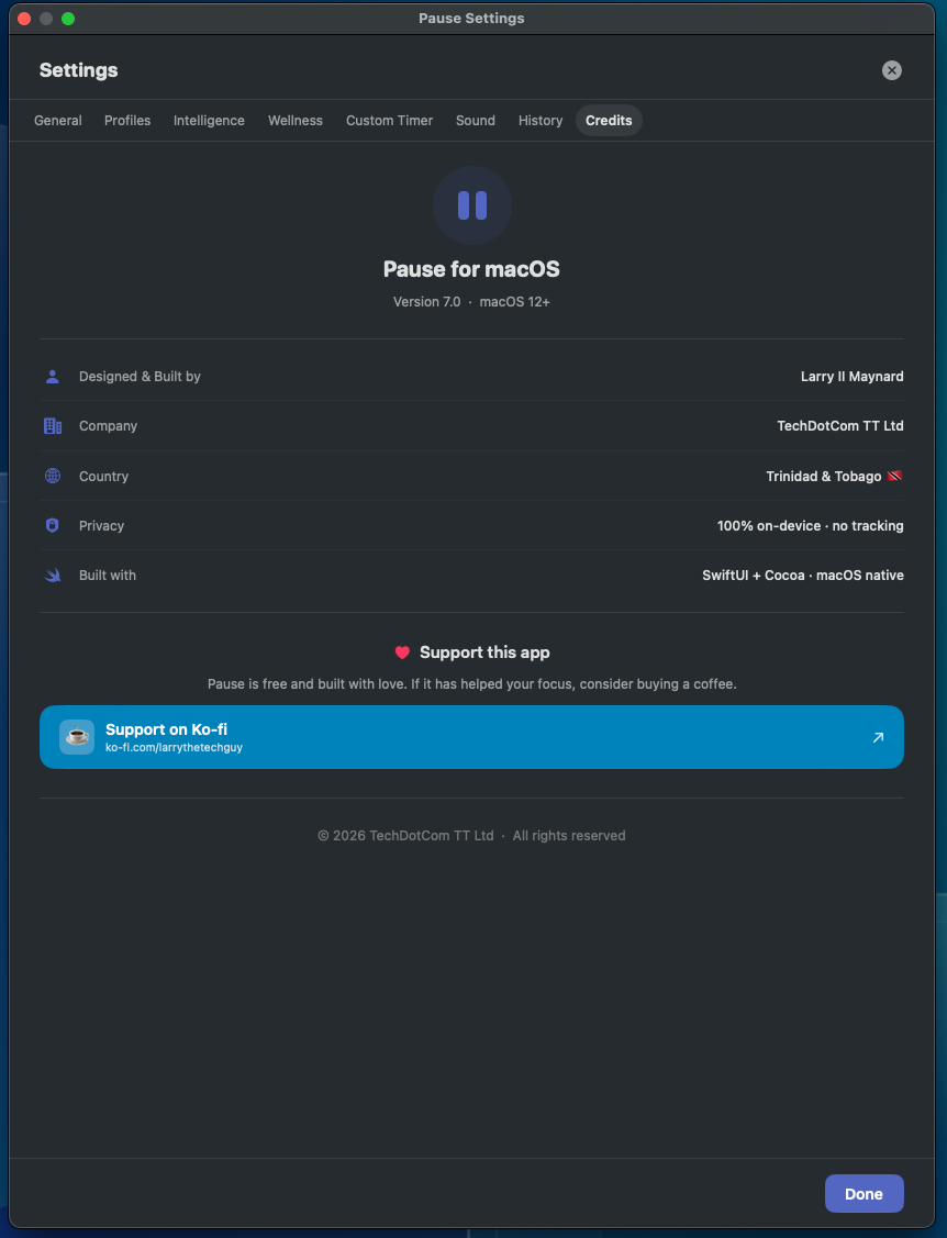 Pause for macOS