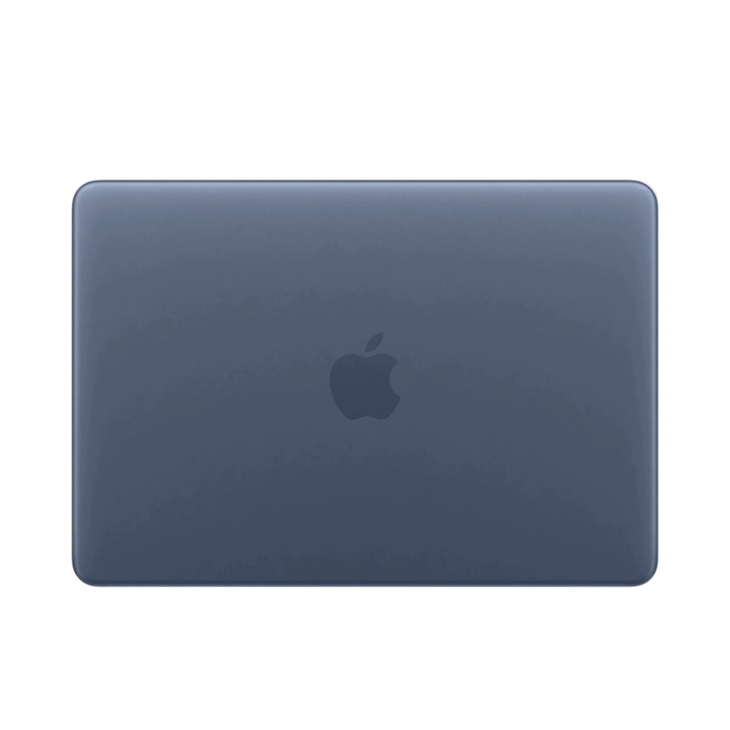Dark blue laptop case with Apple logo on a white background