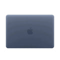 Dark blue laptop case with Apple logo on a white background