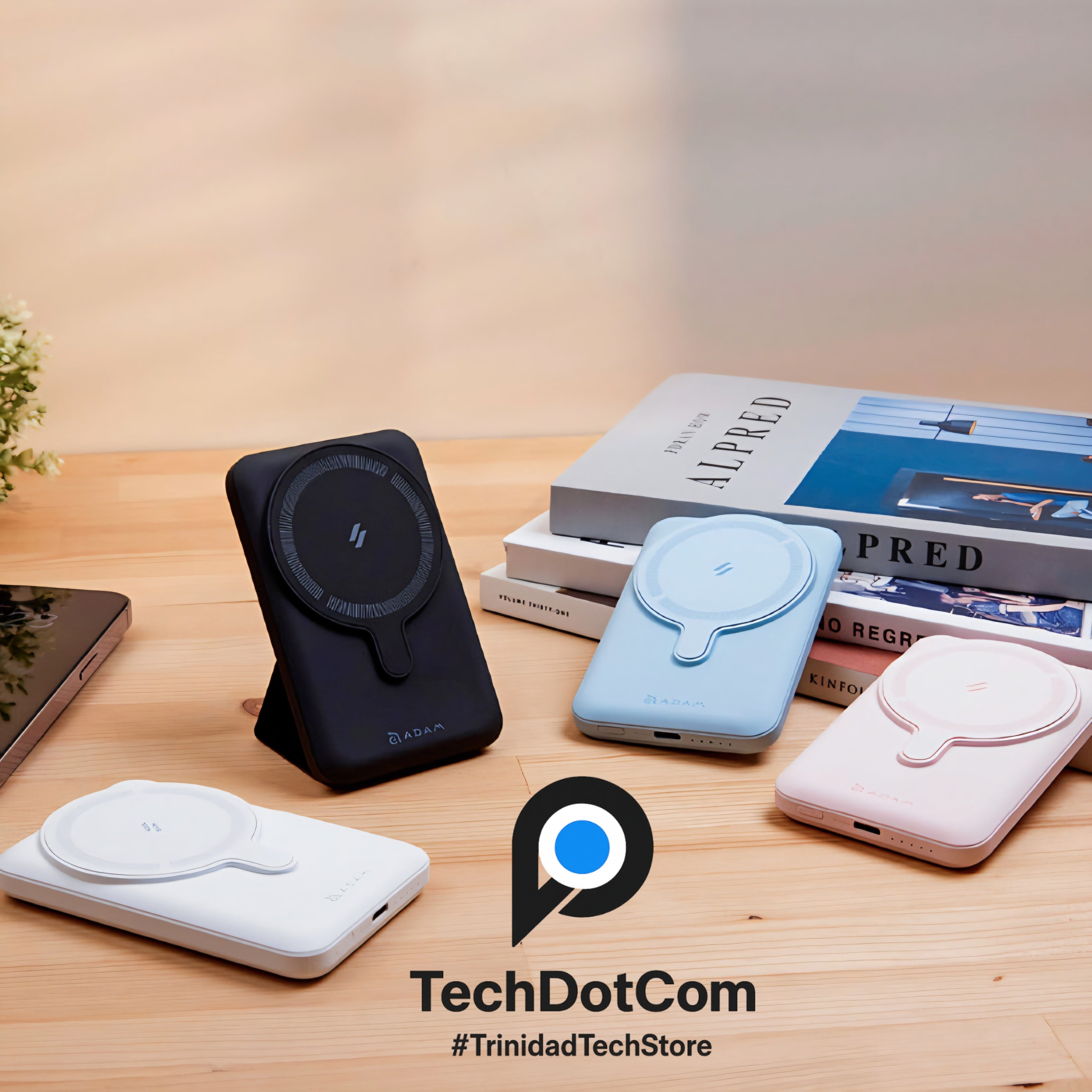 Magnetic Wireless Charger Bank with Kick-Stand